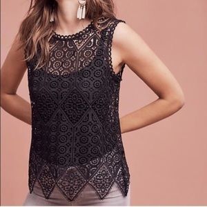 anthropologie deletta black lace shell top